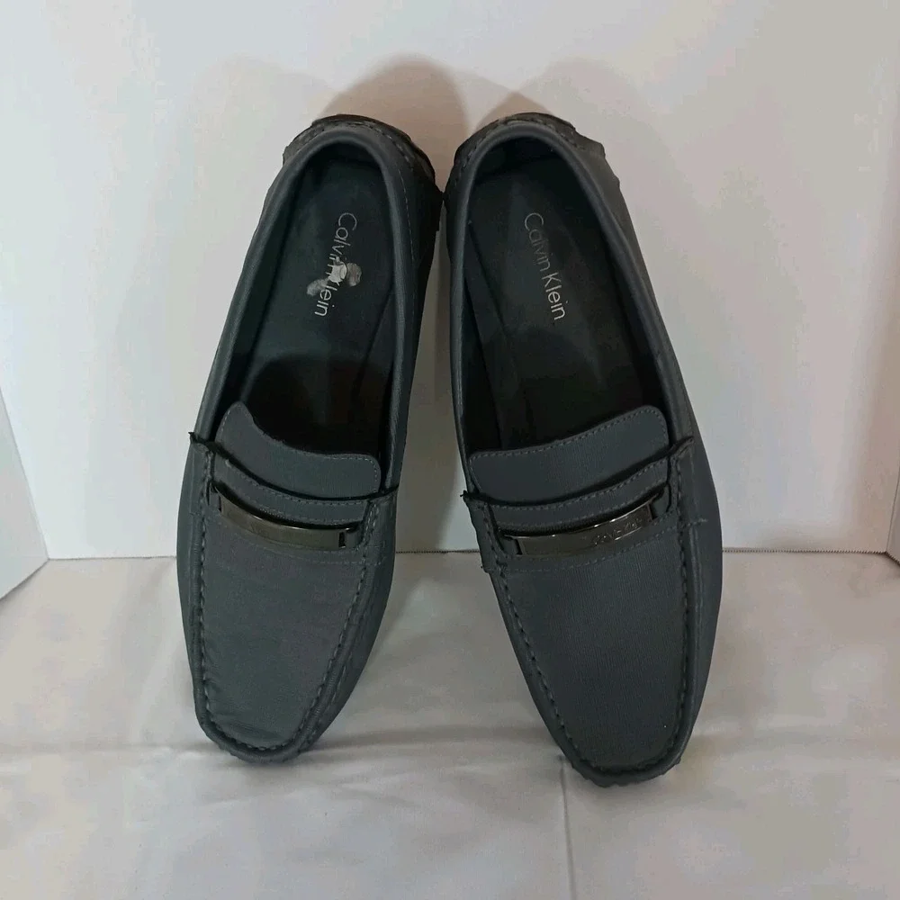 Calvin Klein Merve Gray Slip-On Loafer Synthetic Upper Logo Men's 10.5 M